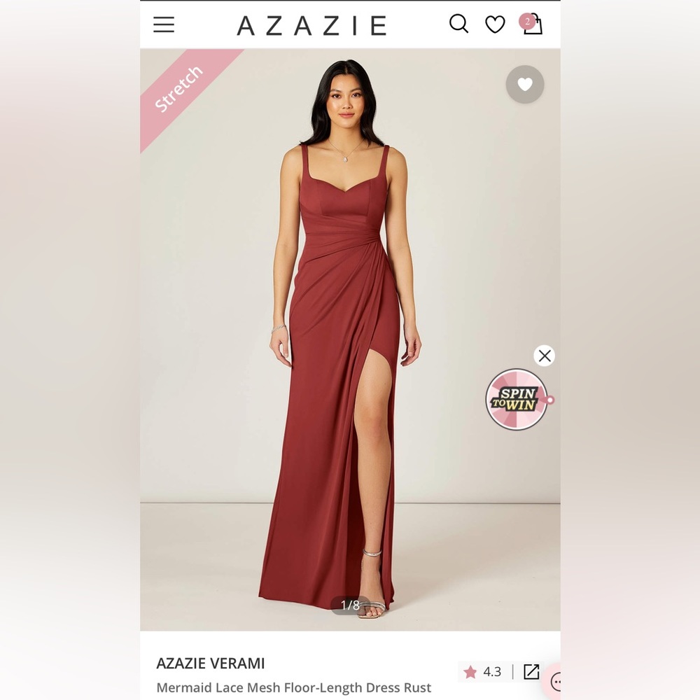 AZAZIE Verami Mermaid Lace Mesh Floor-Length Dress Rust